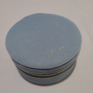 NEW Sézane Velvet Jewelry Case Light Blue